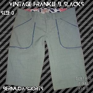 Y2K Vintage Frankie B green plaid slack bermuda dress shorts 0 XXS